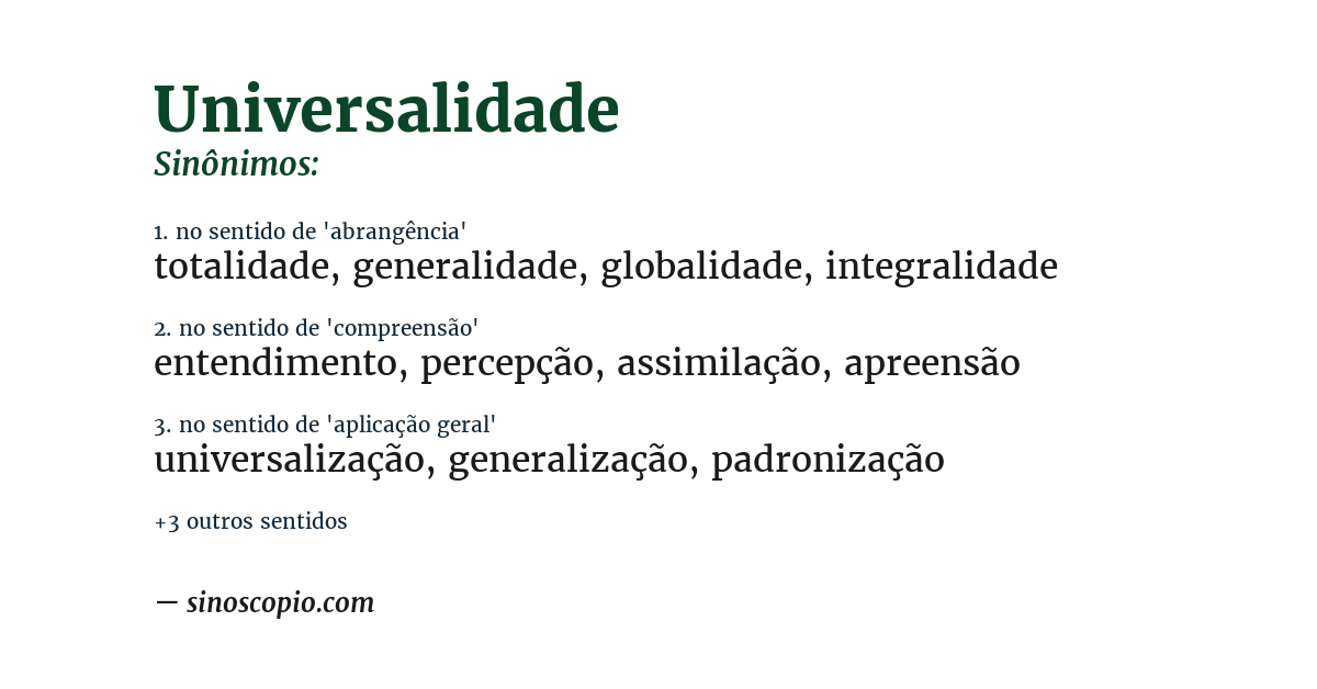 Sinônimo de universalidade