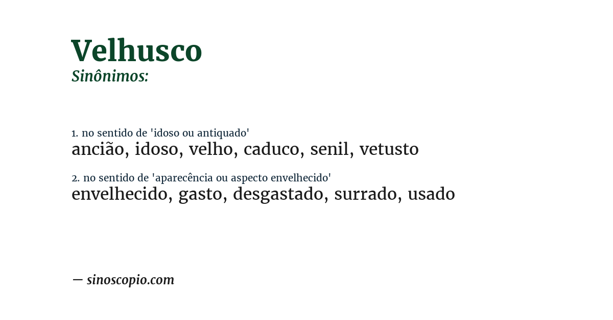 Sinônimo de velhusco