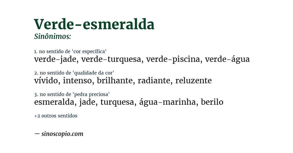 Sinônimo de verde-esmeralda