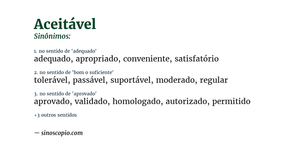 Sinônimo de aceitável