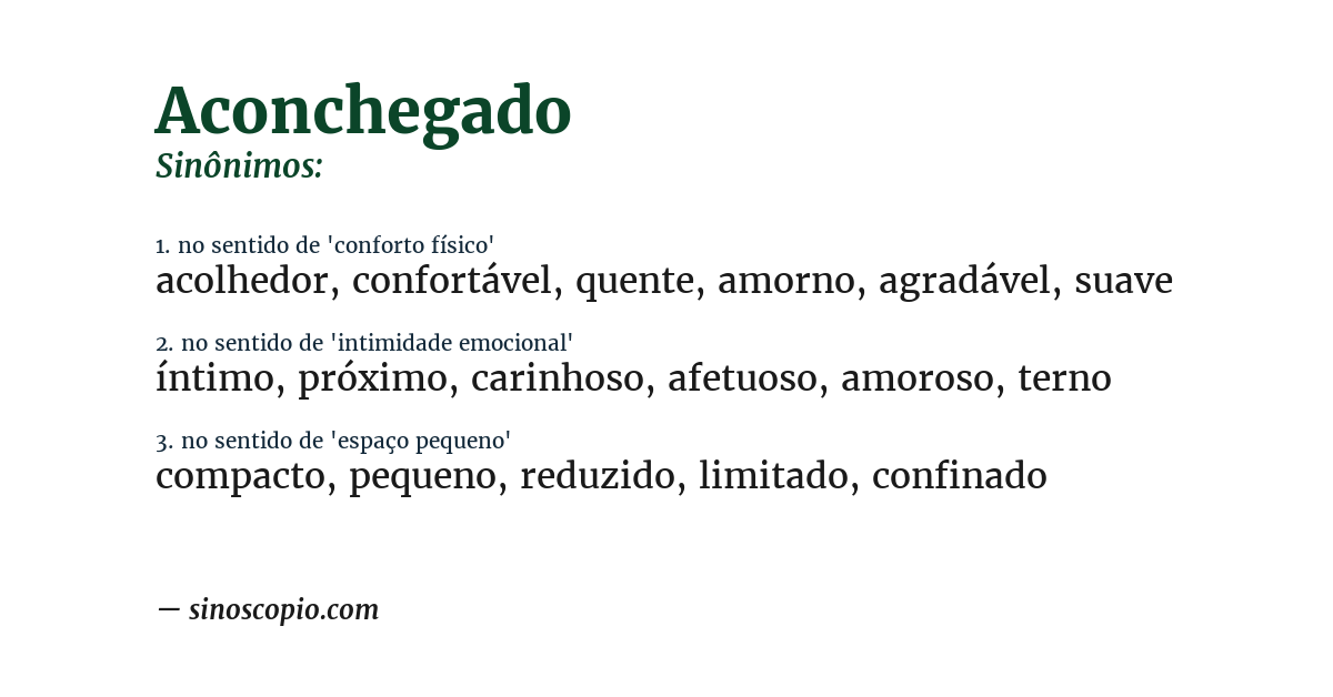 Sinônimo de aconchegado