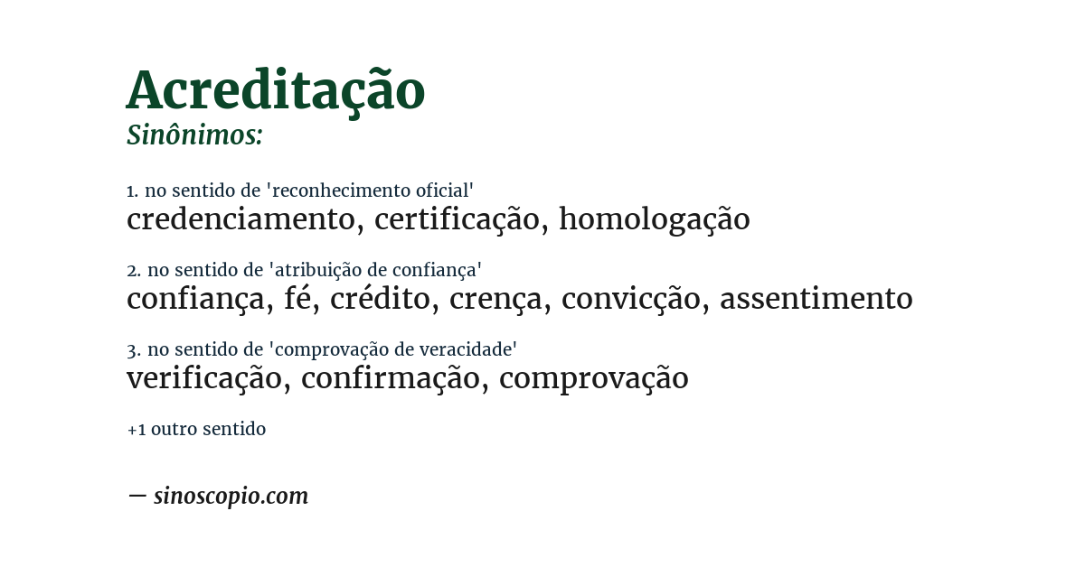 Sinônimo de acreditação
