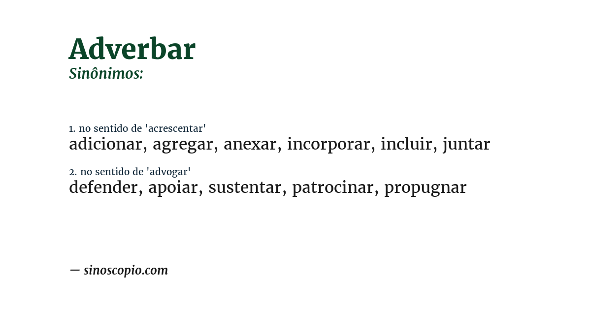 Sinônimo de adverbar