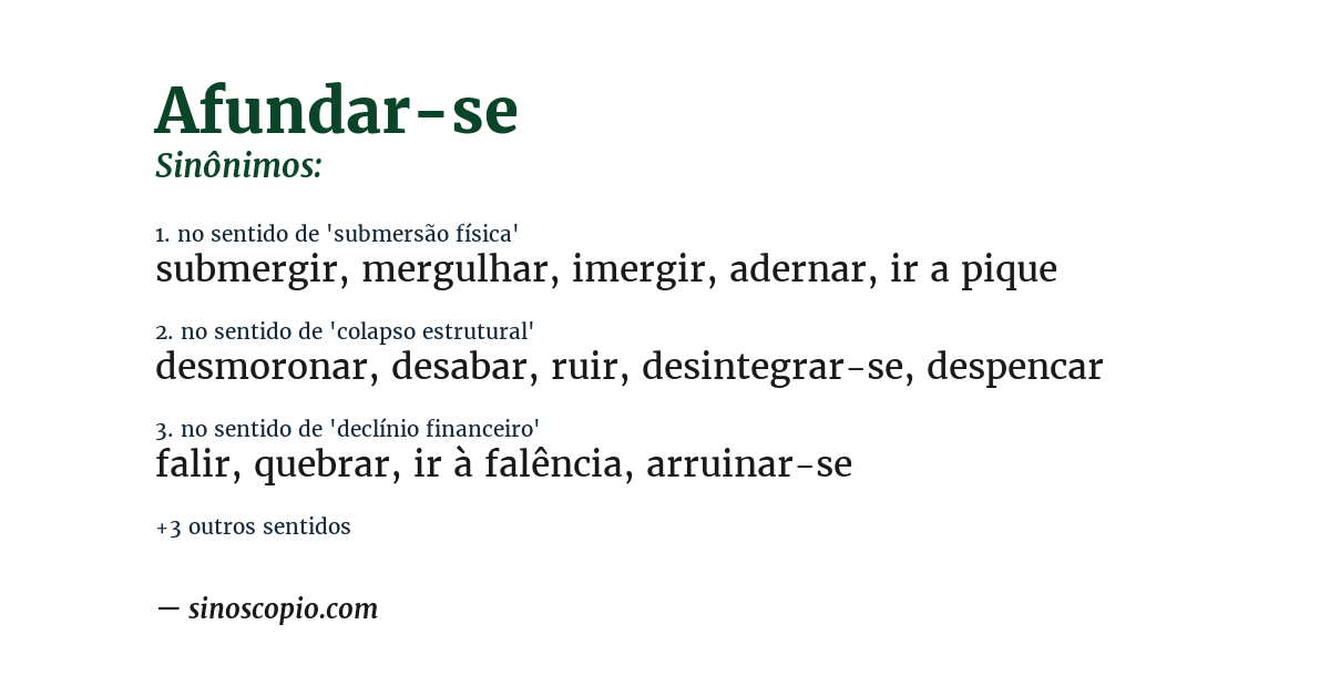 Sinônimo de afundar-se