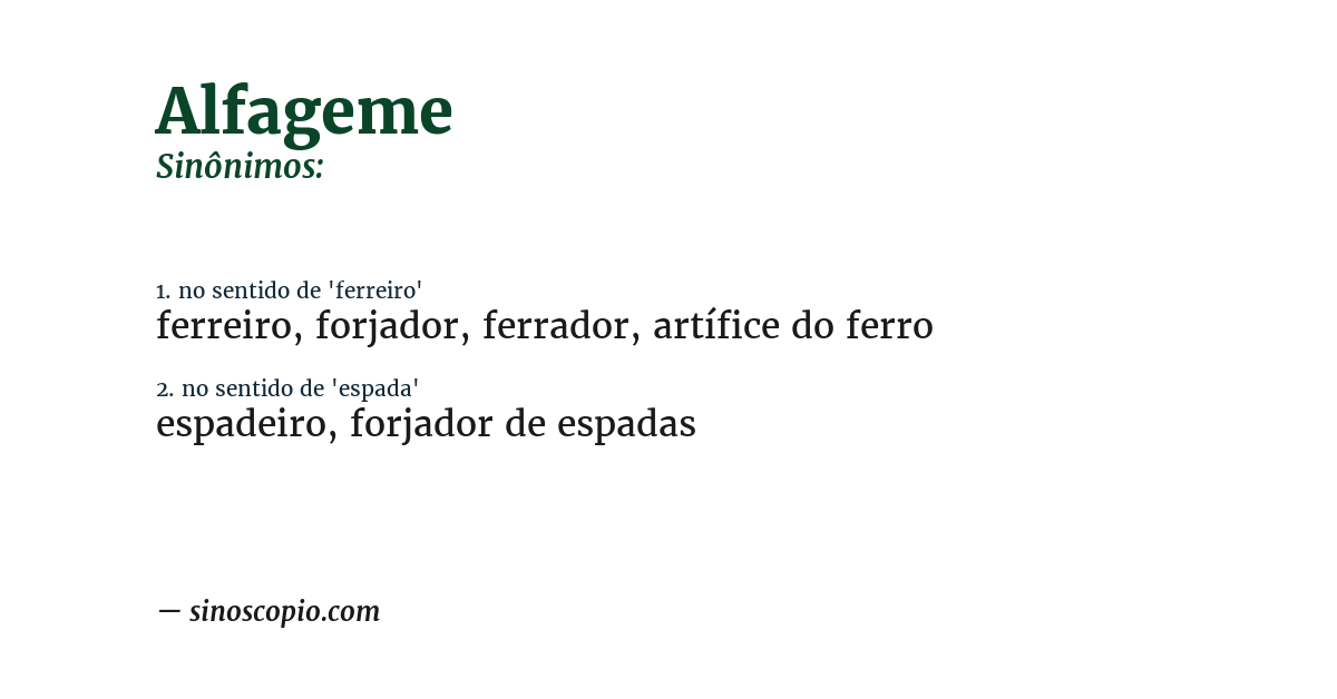Sinônimo de alfageme