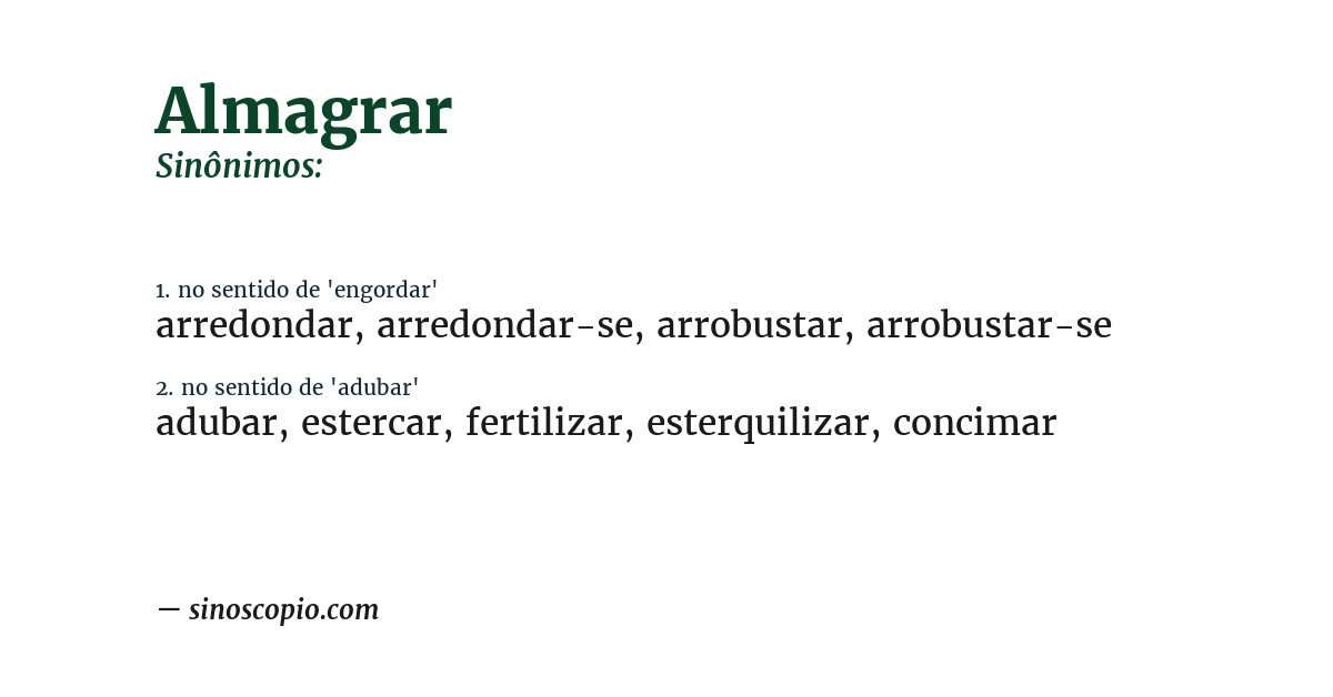 Sinônimo de almagrar