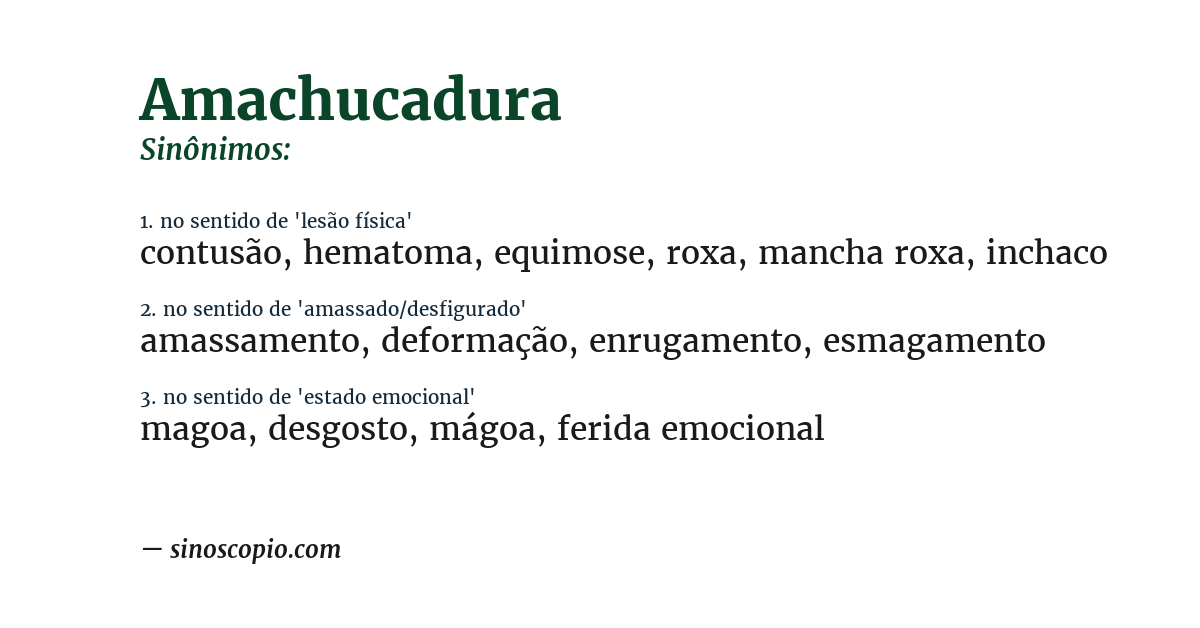 Sinônimo de amachucadura