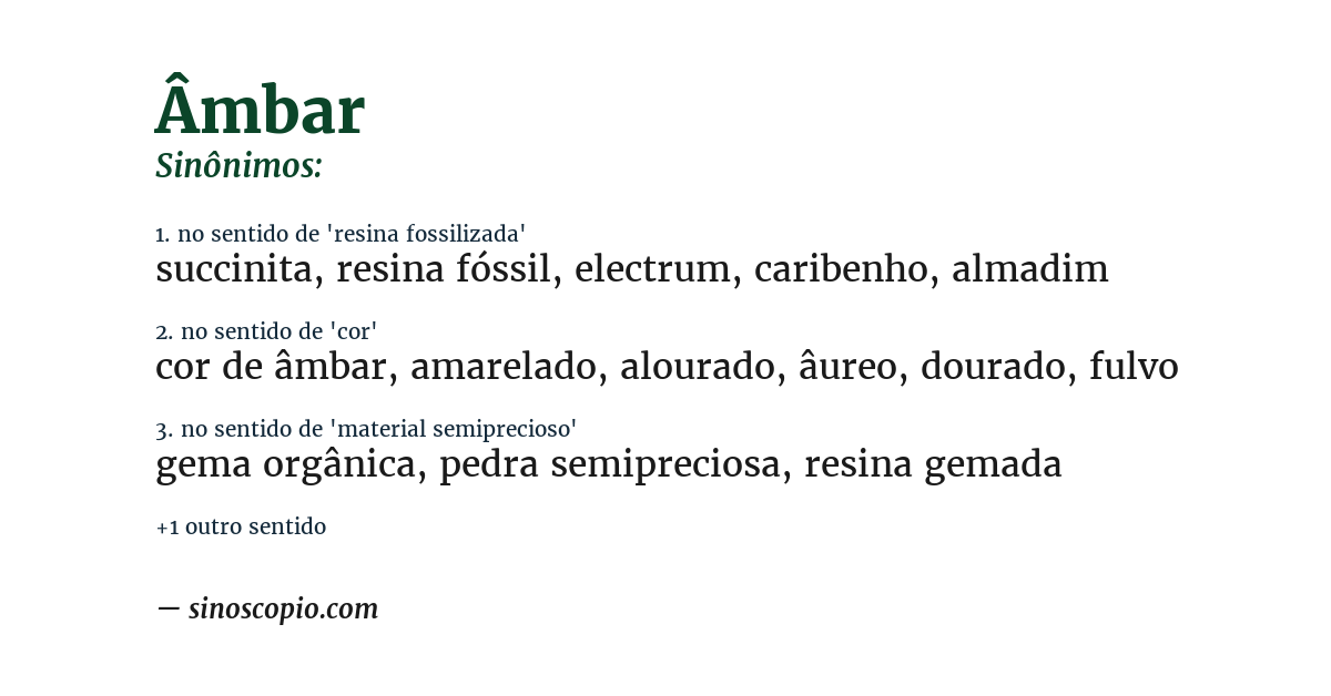 Sinônimo de âmbar