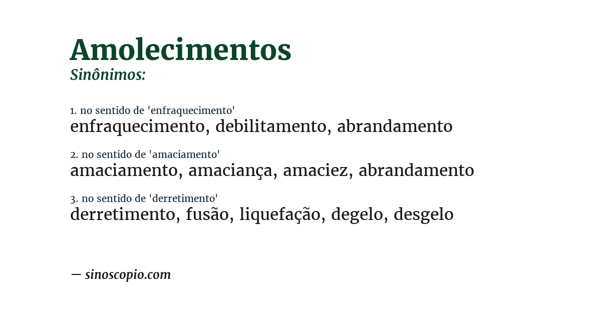 Sinônimo de amolecimentos