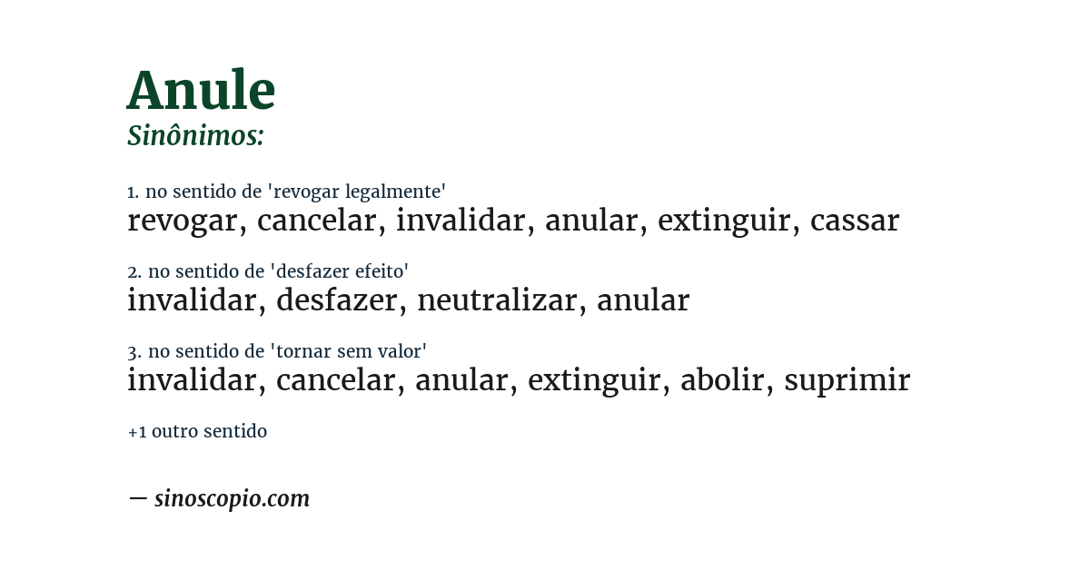 Sinônimo de anule