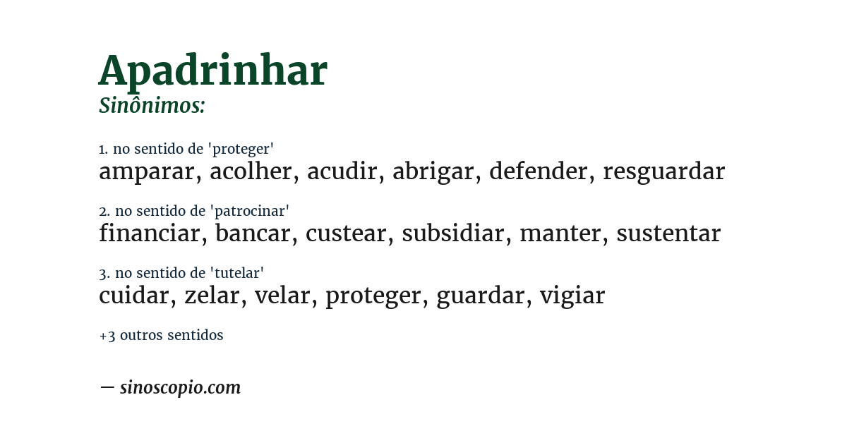 Sinônimo de apadrinhar