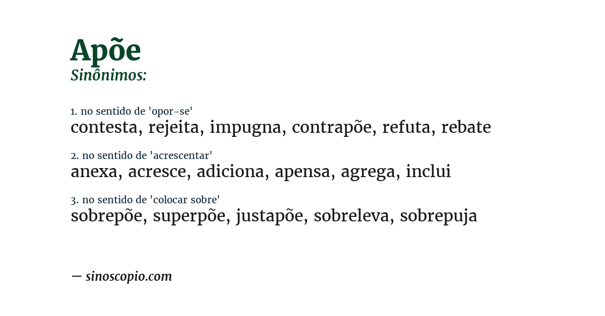 Sinônimo de apõe