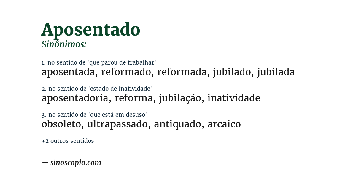 Sinônimo de aposentado