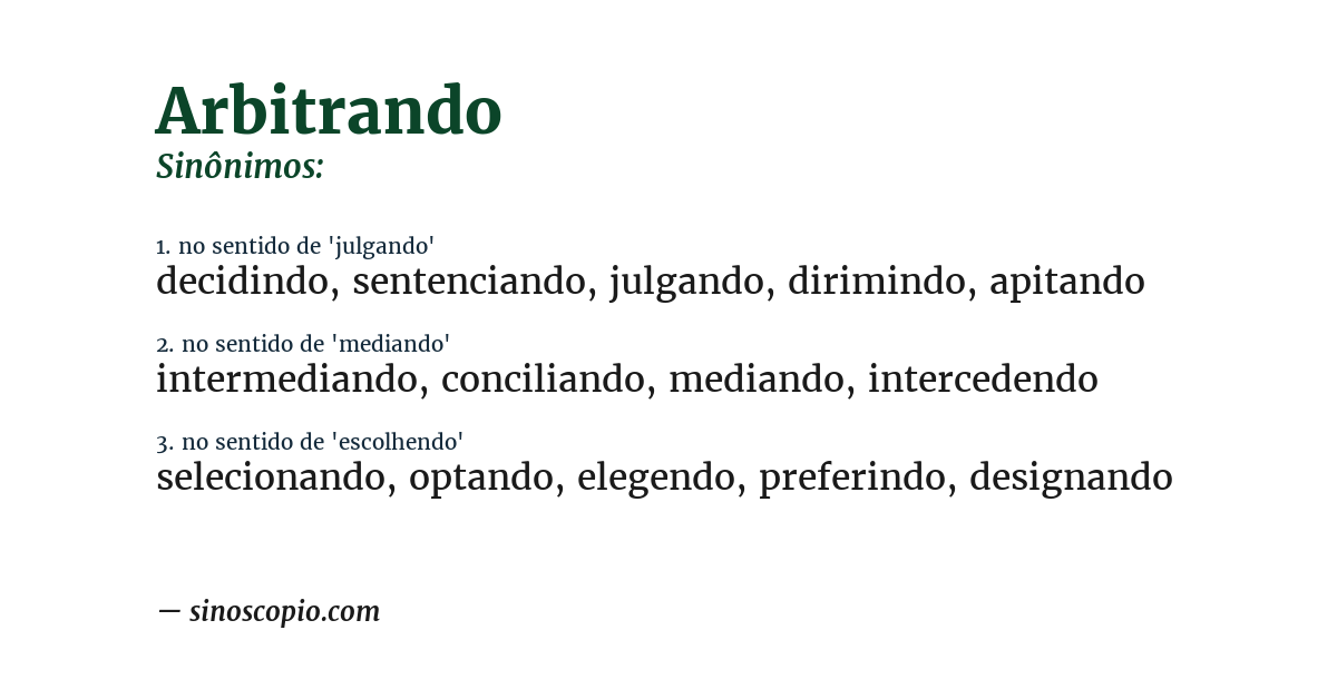 Sinônimo de arbitrando