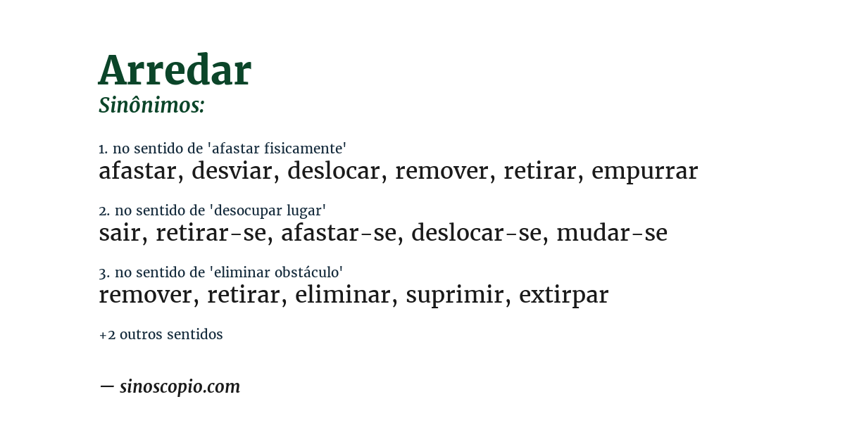 Sinônimo de arredar