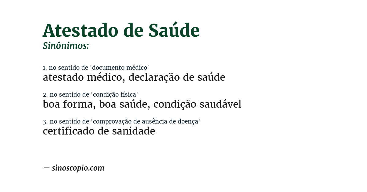 Sinônimo de atestado de saúde