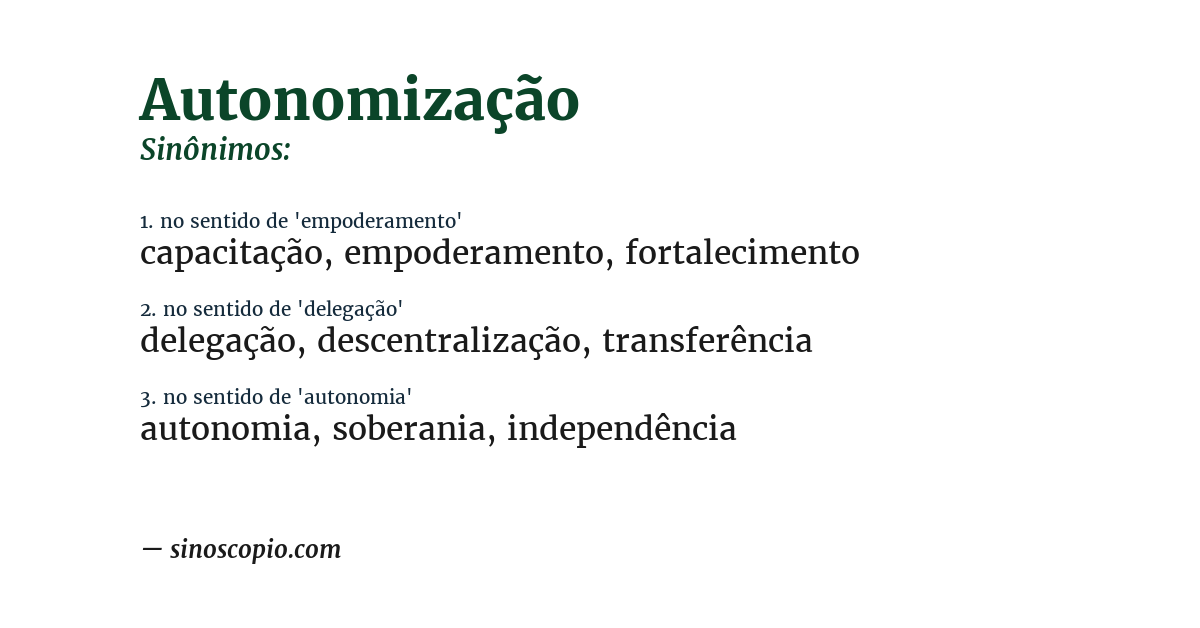 Sinônimo de autonomização