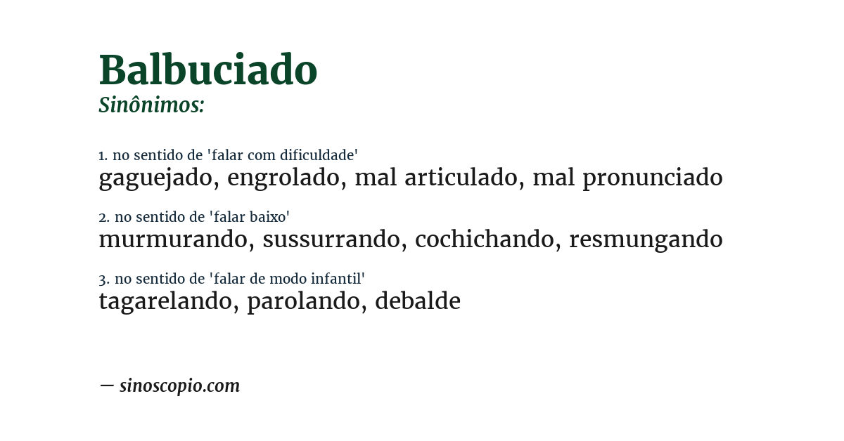 Sinônimo de balbuciado