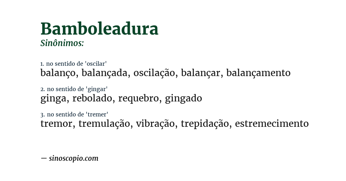 Sinônimo de bamboleadura