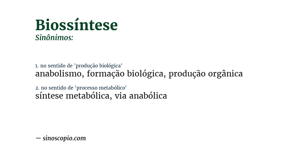 Sinônimo de biossíntese