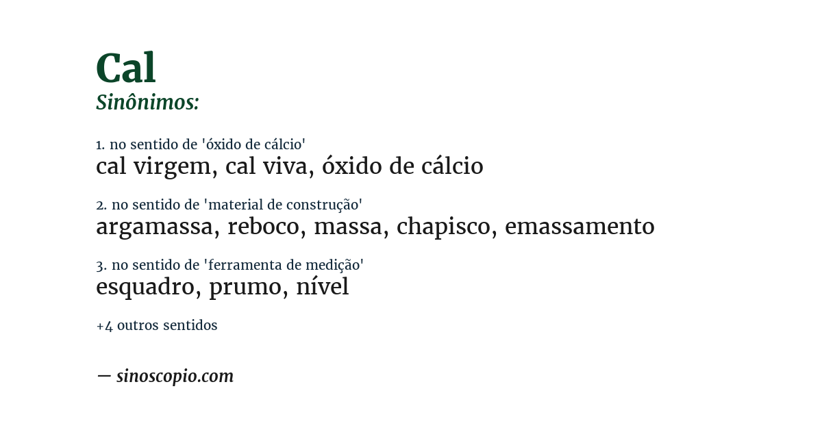 Sinônimo de cal