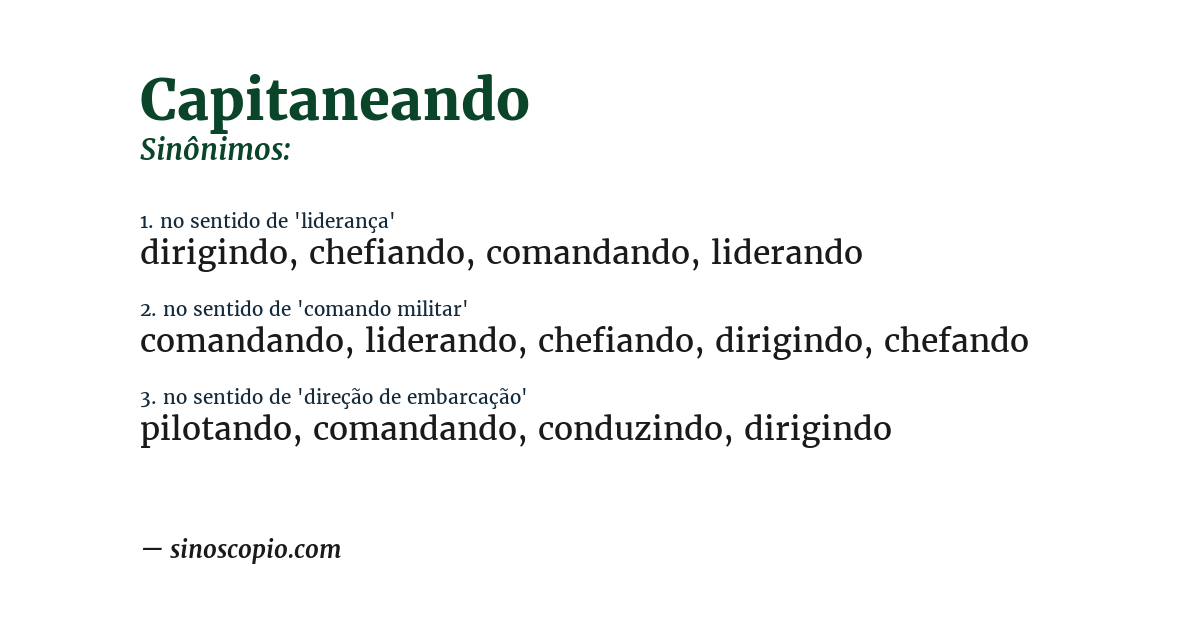 Sinônimo de capitaneando