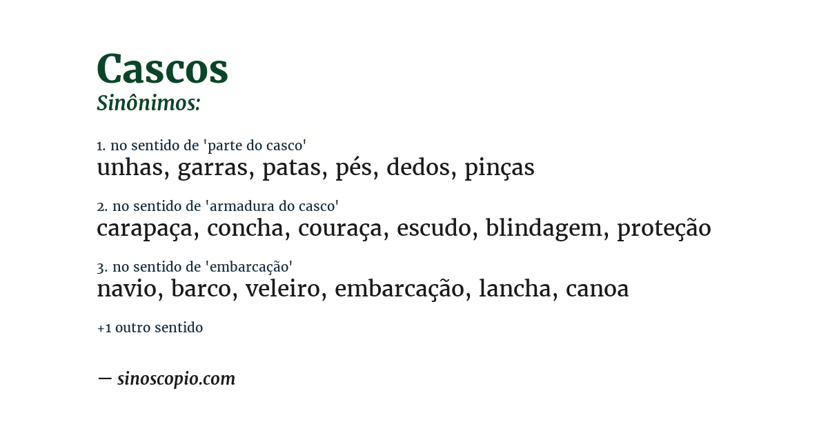 Sinônimo de cascos