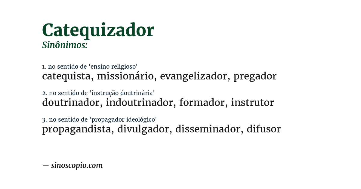 Sinônimo de catequizador