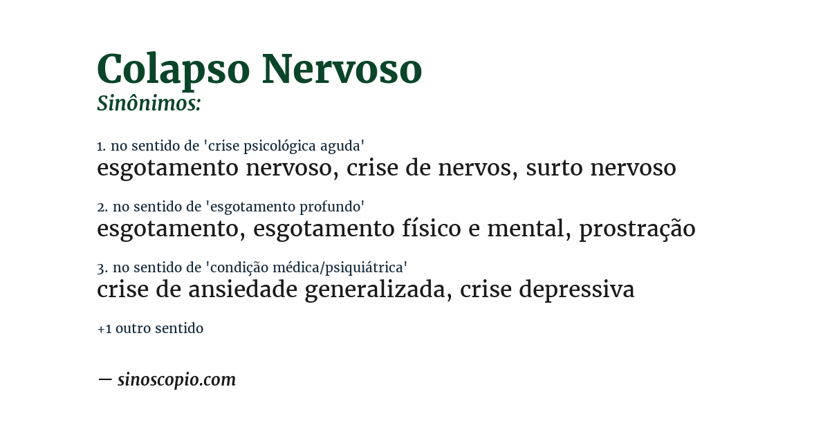 Sinônimo de colapso nervoso