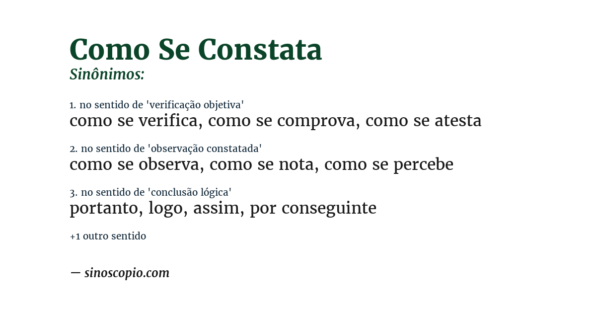 Sinônimo de como se constata