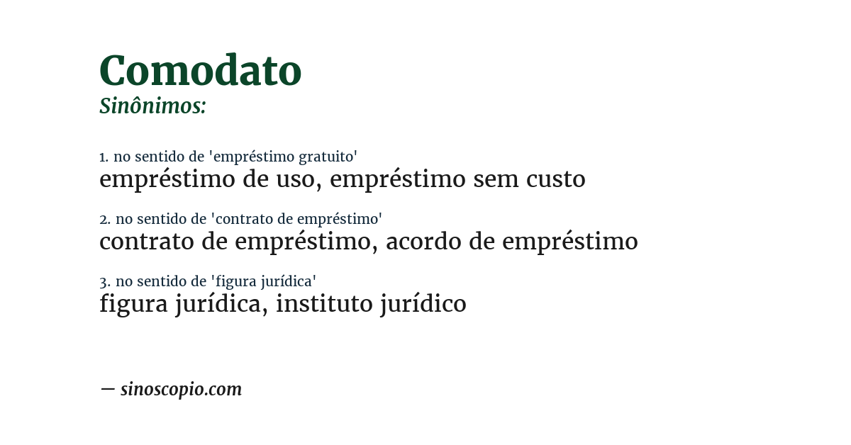 Sinônimo de comodato
