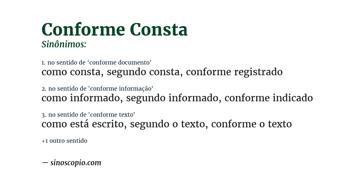 Sinônimo de conforme consta