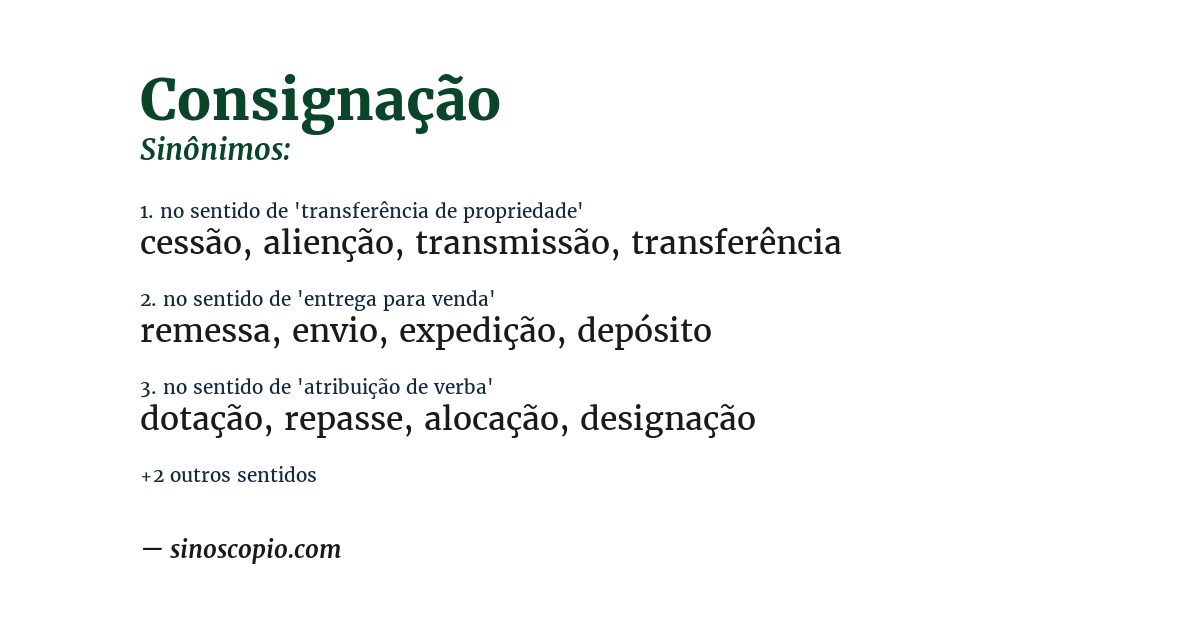 Sinônimo de consignação