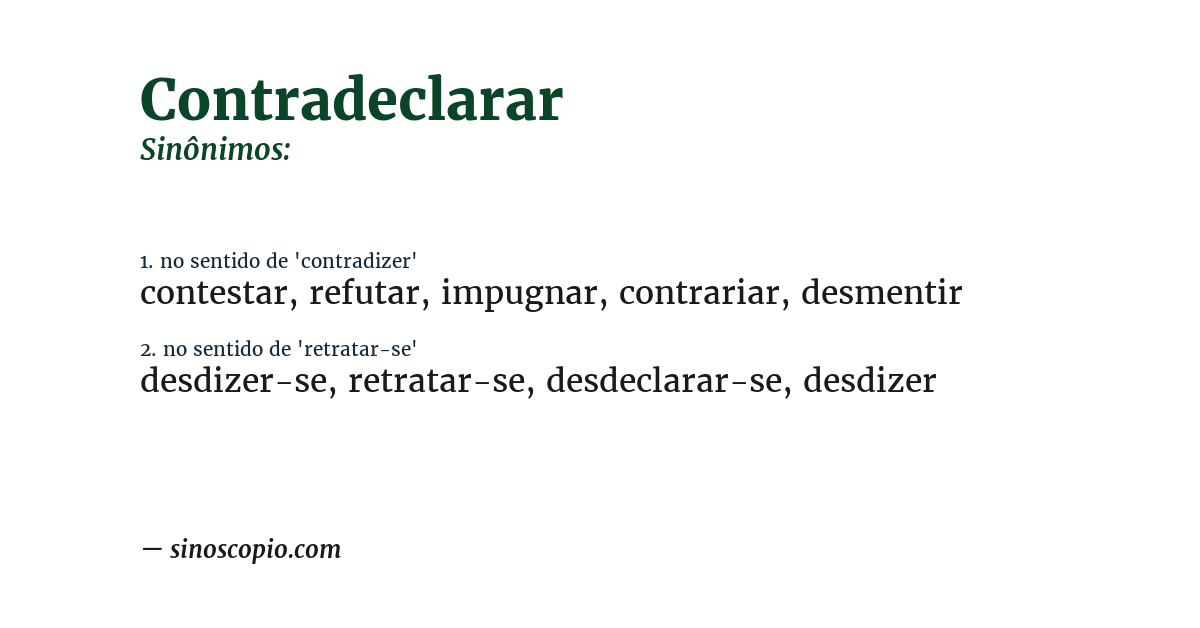Sinônimo de contradeclarar