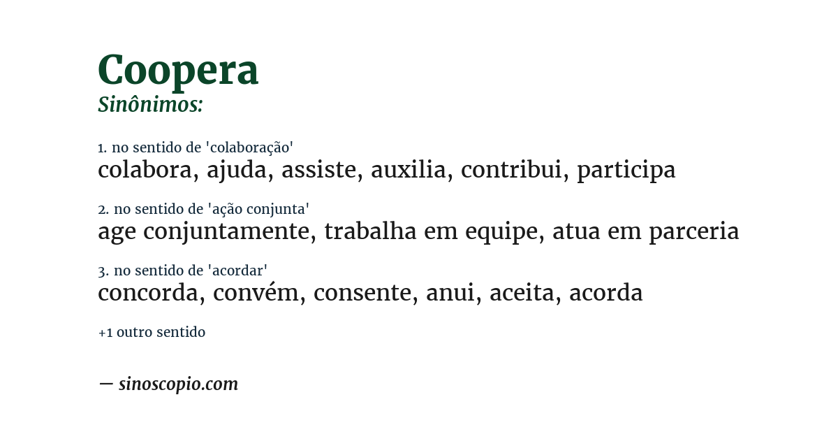 Sinônimo de coopera