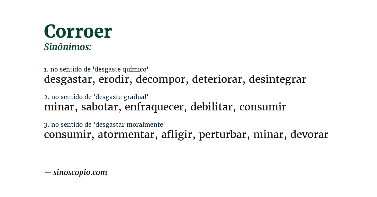 Sinônimo de corroer