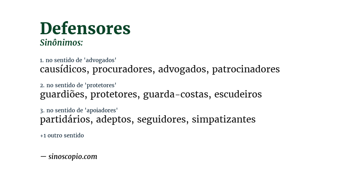 Sinônimo de defensores