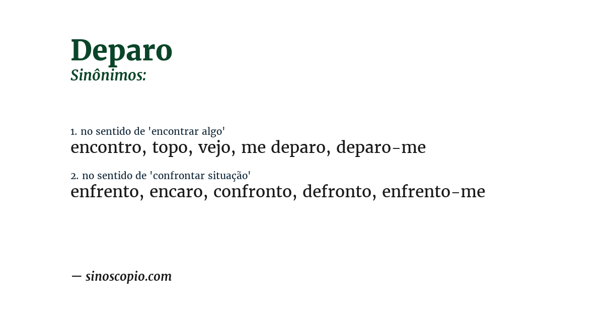 Sinônimo de deparo