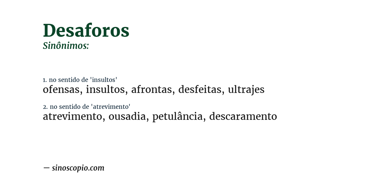 Sinônimo de desaforos