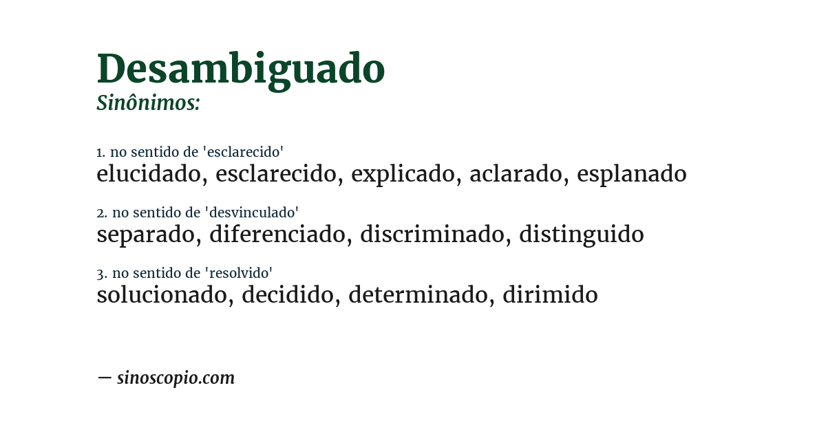Sinônimo de desambiguado