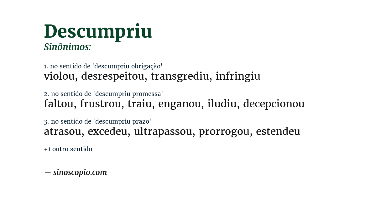 Sinônimo de descumpriu
