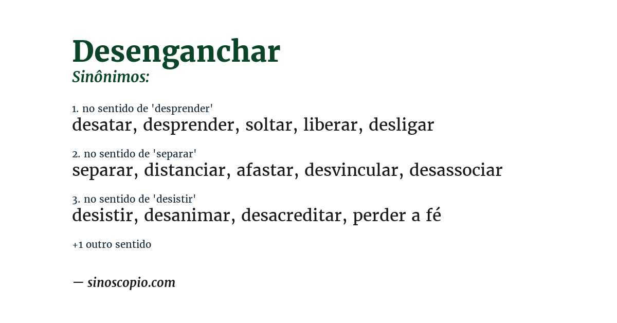 Sinônimo de desenganchar
