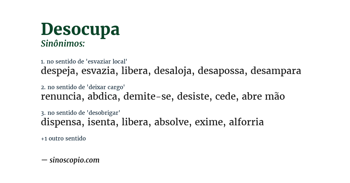 Sinônimo de desocupa