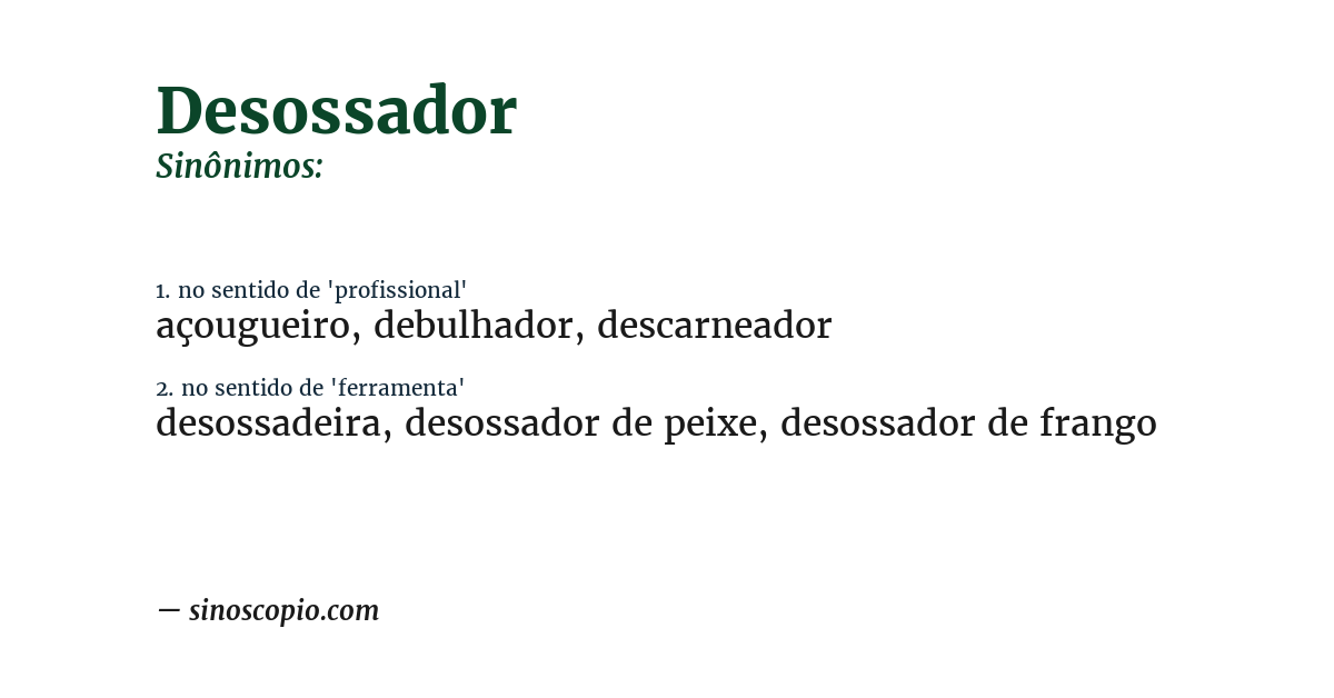 Sinônimo de desossador