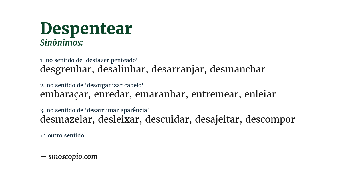 Sinônimo de despentear