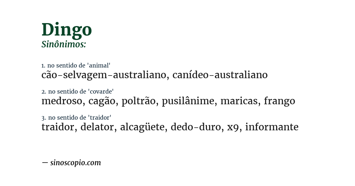 Sinônimo de dingo