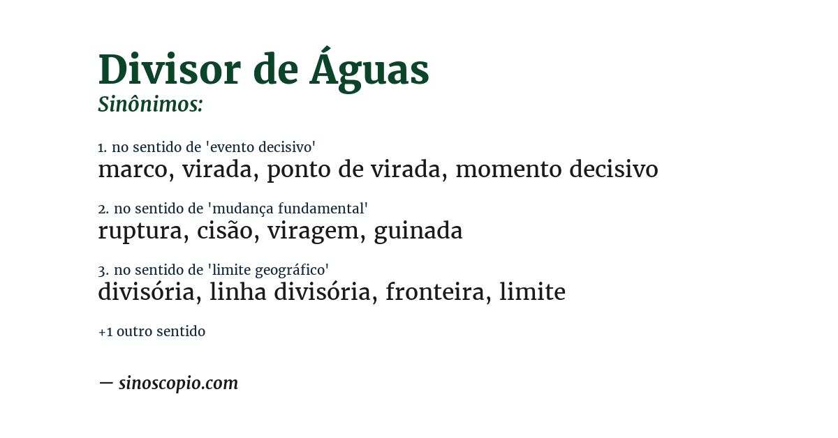 Sinônimo de divisor de águas