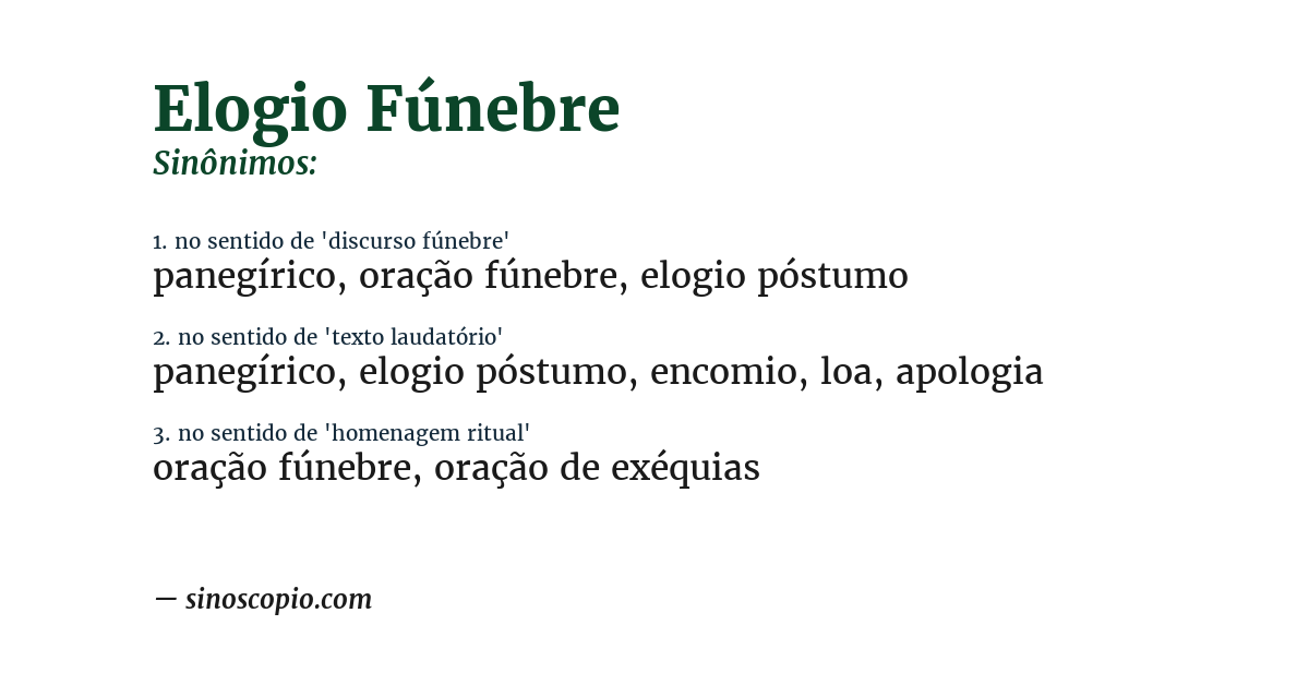 Sinônimo de elogio fúnebre