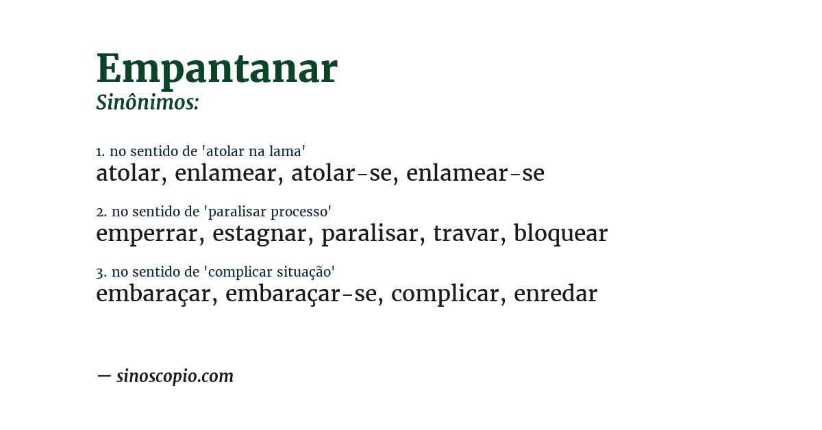 Sinônimo de empantanar