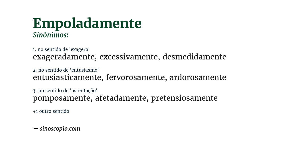 Sinônimo de empoladamente